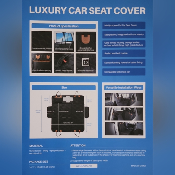 Dog Luxury Car SUV 4 in 1 Seat Cover Scratch Proof Pet Car Seat Belt GEGD093AB - Picture 5 of 13